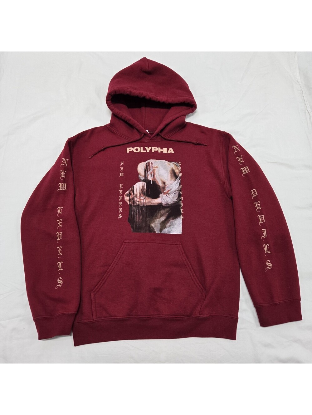 EUC Size SMALL Polyphia New Levels New Devils Hoodie Burgundy Graphic Pullover